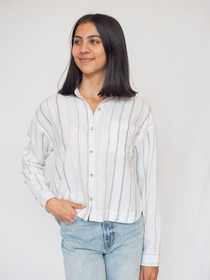 Madelyn Shirt in White Blue Stripe