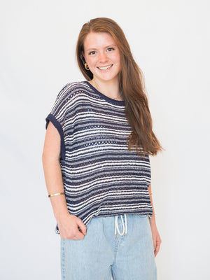 Dakota Striped Crochet Sweater Top - 3 Colors