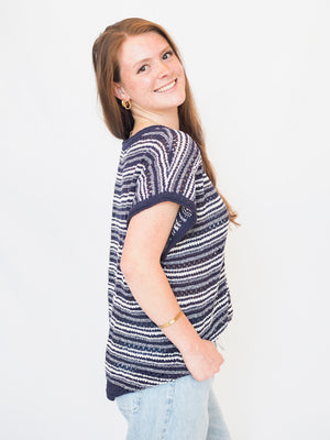 Dakota Striped Crochet Sweater Top - 3 Colors