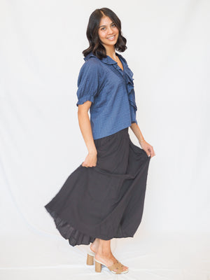 Mesa Smocked Waist Skirt In Black