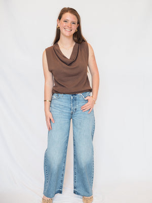 Scottie Cowl Neck Tank In Coco