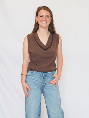 Scottie Cowl Neck Tank In Coco