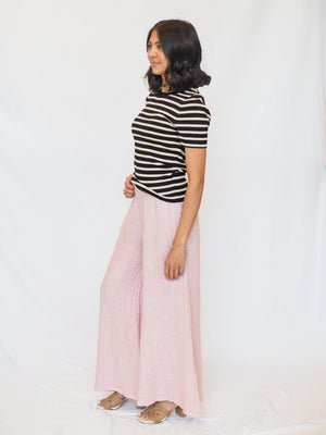 Millie Striped Short Sleeve Crewneck In Black