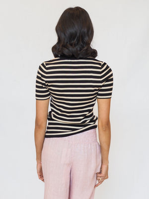 Millie Striped Short Sleeve Crewneck In Black