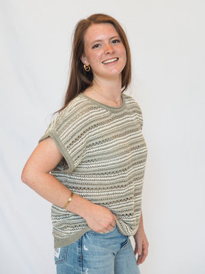 Dakota Striped Crochet Sweater Top - 3 Colors