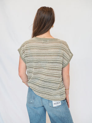Dakota Striped Crochet Sweater Top - 3 Colors