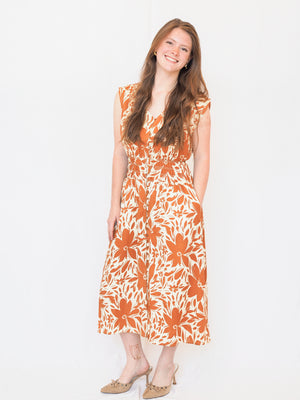 Persa Sleeveless Dress in Cocoa Floral