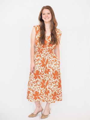 Persa Sleeveless Dress in Cocoa Floral