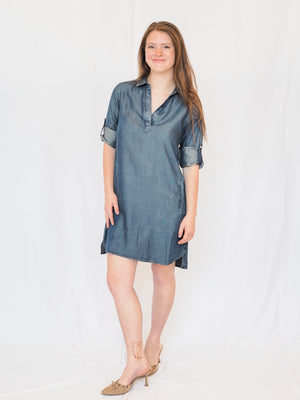 Bella Dahl Long Sleeve A-Line Shirt Dress in Twilight