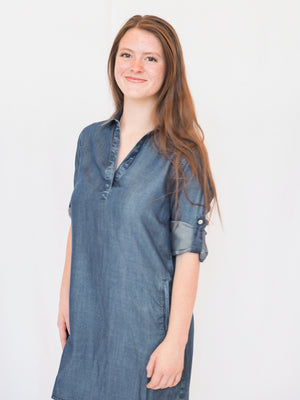 Bella Dahl Long Sleeve A-Line Shirt Dress in Twilight