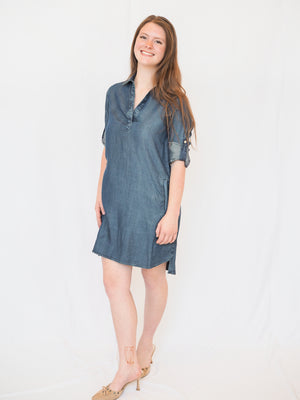 Bella Dahl Long Sleeve A-Line Shirt Dress in Twilight