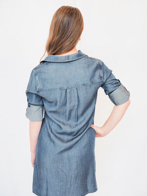 Bella Dahl Long Sleeve A-Line Shirt Dress in Twilight