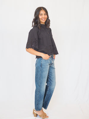 Annika Black Eyelet Blouse