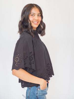 Annika Black Eyelet Blouse