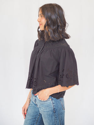 Annika Black Eyelet Blouse