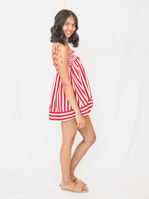 Juni Red Stripe Top in Red
