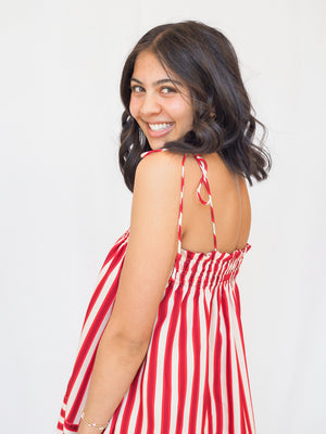 Juni Red Stripe Top in Red