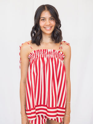 Juni Red Stripe Top in Red