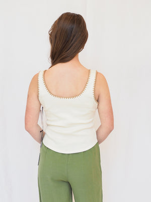 Lona White Whipstitch Ivory Tank