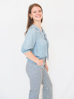 Areli Denim Collared Blouse