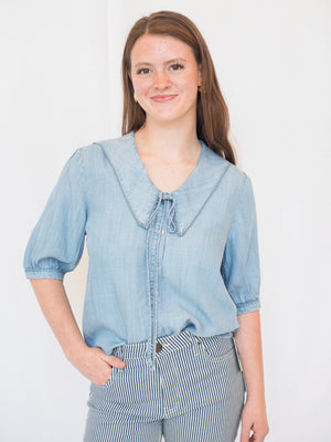 Areli Denim Collared Blouse