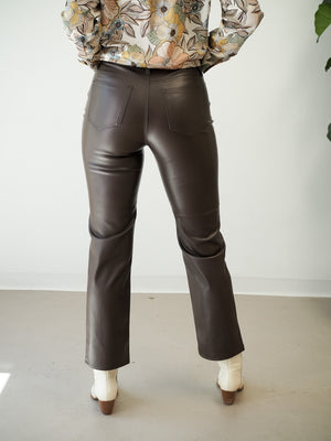 Pistola Cassie Faux Leather Pant in Coffee Bean Brown