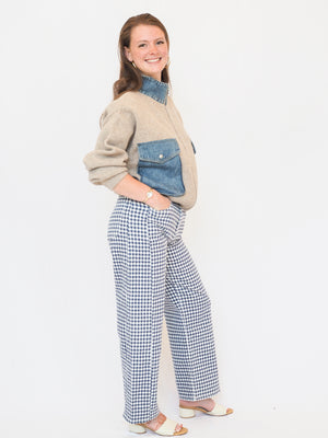 Gingham Barrel Twist Jeans