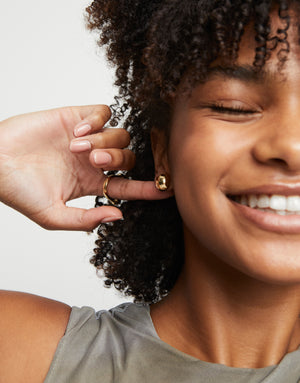 Uno De 50 Gold Ser Intrepida Bead Shaped Stud Earrings