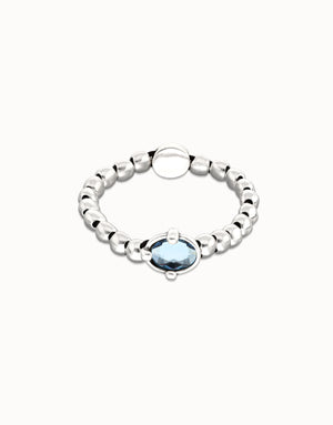Uno De 50 Ser Deslumbrante Silver Beaded Blue Crystal Stud Bracelet