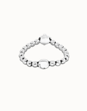 Uno De 50 Ser Deslumbrante Silver Beaded Blue Crystal Stud Bracelet
