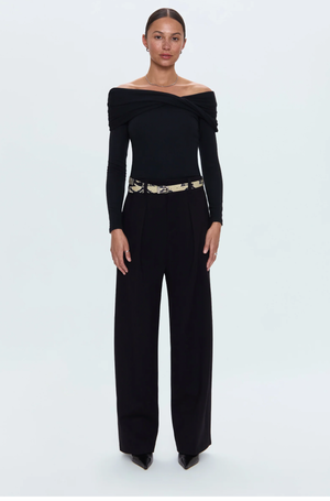 Pistola Edent Pleated Ponte Trouser in Black