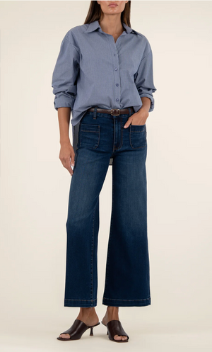 KUT Meg High Rise Wide Leg Jean with Patch Pickets