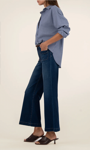 KUT Meg High Rise Wide Leg Jean with Patch Pickets