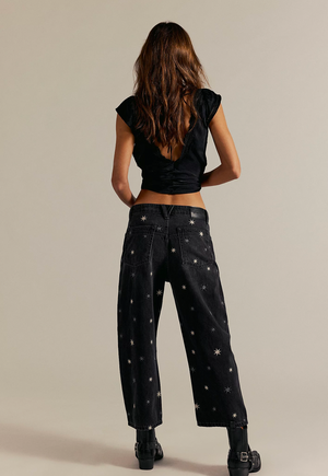 We The Free Deep Trance Shine Embroidered Dropped Boyfriend Jeans