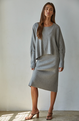 By Together Grey Ribbed Dress