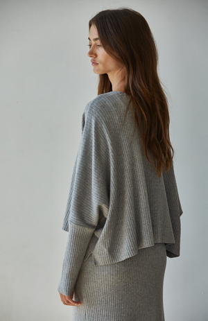 By Together Grey Ribbed Top