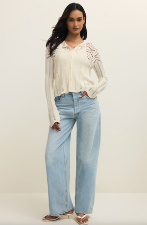 Alycia Crochet Sweater in Cloud