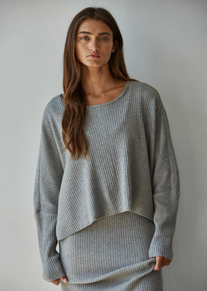 By Together Grey Ribbed Top