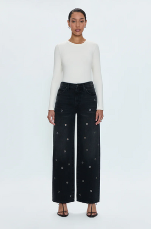 Pistola Hendrix Black Wash Grommet Jeans in Glamour