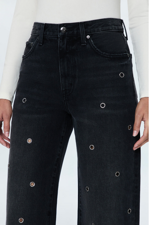 Pistola Hendrix Black Wash Grommet Jeans in Glamour