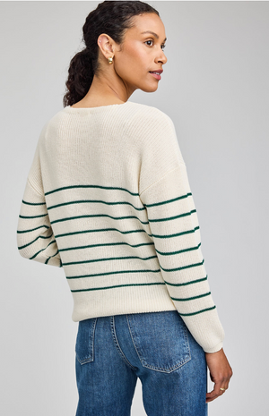 Gentle Fawn Sweater Cream with green stripes