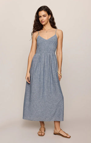 Z Supply Romy Striped Maxi Eclipse Gray Dress