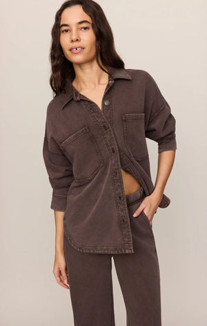 Z Supply All Day Knit Jacket in Dark Chocolate