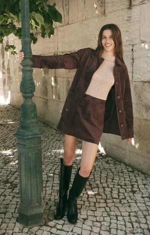 Z Supply Dark Chocolate Perri Suede Mini Skirt