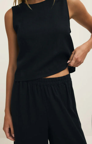 Z Supply Sloane Black Linen Top