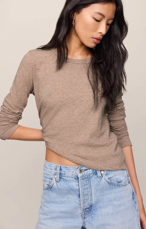 Z Supply Junie Long Sleeve Tee in Heather Ash