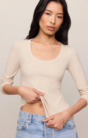 Z Supply Greyson Scoop Long Sleeve Tee in Chalk