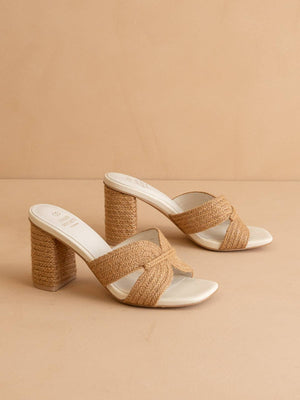 The Santiago Toffee Raffia Summer Heel