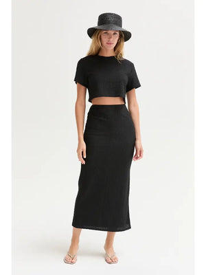 Jenna Textured Skirt in Black