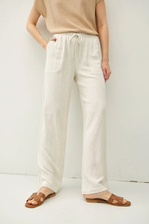 Linen Blend Wide Leg Pants - 2 Colors